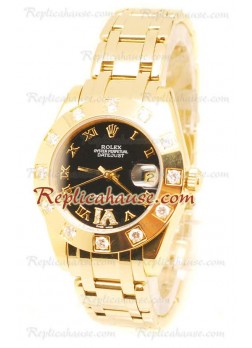 Datejust Rolex Swiss Wristwatch in Yellow Gold and Black Dial - 36MM ROLX-20101351