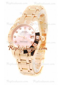 Pearlmaster Datejust Rolex Japanese Wristwatch in Rose Gold in Pink Pearl Dial - 34MM ROLX-20101364