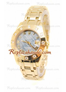 Pearlmaster Datejust Rolex Japanese Wristwatch in Rose Gold in Shell Pearl Dial - 34MM ROLX-20101366