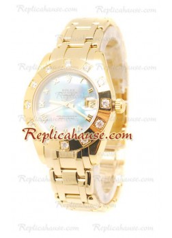 Pearlmaster Datejust Rolex Japanese Wristwatch in Yellow Gold in Pearl Dial - 34MM ROLX-20101370