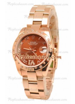 Datejust Rolex Japanese Wristwatch in Rose Gold and Brown Dial - 36MM ROLX-20101384