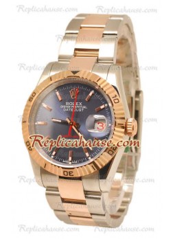 Datejust Turn O Graph Rolex Swiss Wristwatch in Rose Gold Dark Blue Dial ROLX-20101305