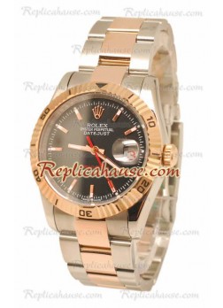 Datejust Turn O Graph Rolex Swiss Wristwatch in Rose Gold Black Dial ROLX-20101307
