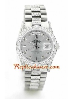 Rolex Day Date Silver - Diamond ROLX514