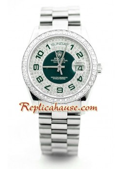 Rolex Day Date Diamonds Paved 50th Anniversary Dial Wristwatch ROLX493