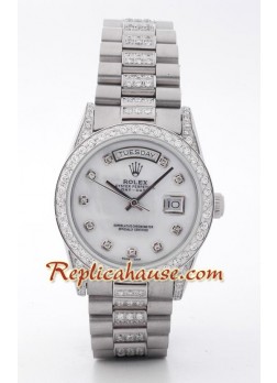 Rolex Day Date Silver - Diamond ROLX516