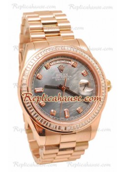 Rolex Day Date II Pearl Dial Rose Gold Wristwatch Diamonds Bezel 43MM ROLX-20101392