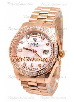 Rolex Day Date II Pink Pearl Dial Rose Gold Wristwatch Diamonds Bezel, 44MM 41MM ROLX-20101394