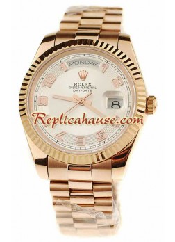 Rolex Day Date Pink Gold Swiss Wristwatch ROLX508