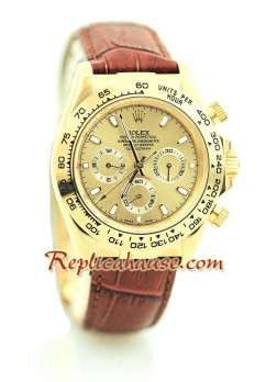 Rolex Daytona 18K Gold Wristwatch with Leather Strap ROLX212