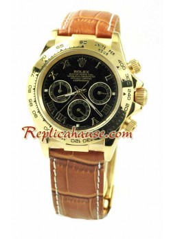 Rolex Daytona 18K Gold Wristwatch with Leather Strap ROLX587