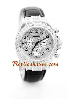 Rolex Daytona Wristwatch Diamonds Dial with Leather Strap ROLX566