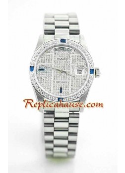Rolex Day Date Silver - Diamond ROLX139