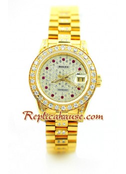 Rolex Datejust Ladies Gold - Diamonds Dial Wristwatch ROLX341