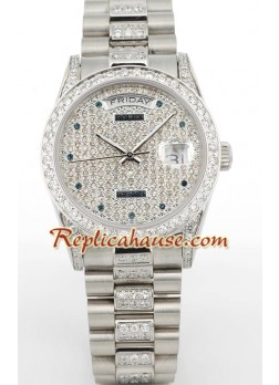 Rolex Day Date Silver - Diamond ROLX144