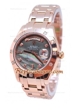 Rolex Day Date Black Mother of Pearl Face Swiss Watch