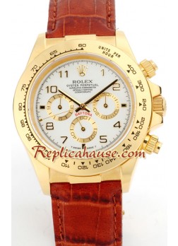 Rolex Daytona 18K Gold Wristwatch with Leather Strap ROLX205