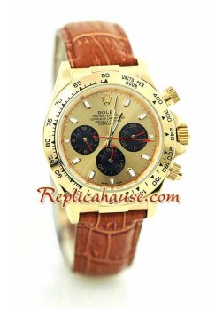 Rolex Daytona 18K Gold Wristwatch with Leather Strap ROLX573