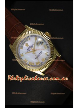 Rolex Day Date 36MM Yellow Gold Swiss Replica Watch - White MOP Dial
