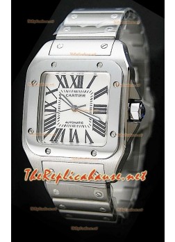 Cartier Santos 100 Swiss Replica Watch in Steel Strap