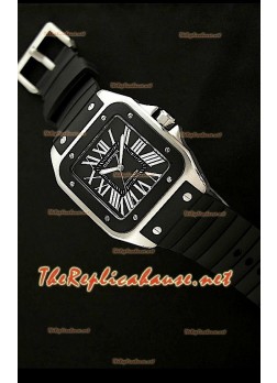 Cartier Santos 100 Swiss Replica Watch - 39MM - Black Dial