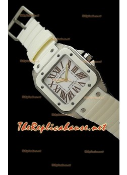 Cartier Santos 100 Swiss Replica Watch - 39MM - Cream Color