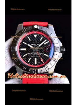 Breitling Chronometre GMT Carbon Dial Swiss Timepiece with Rubber Strap 1:1 Mirror Replica