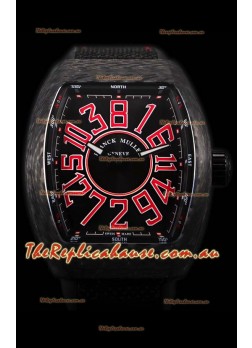 Franck Muller Vanguard Carbon Casing Red Indexes Swiss Timepiece