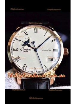 Glashuette Senator Excellence Panorama Date Moon Phase Pink Gold Swiss Timepiece