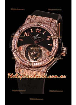 Hublot Tourbillon Solo Bang Sapphires Pink Gold Swiss  Timepiece