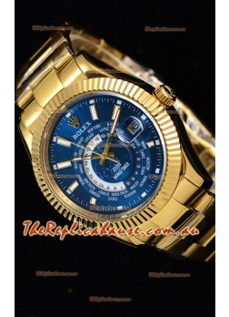 Rolex SkyDweller Swiss Timepiece in 18K Yellow Gold Case - DIW Edition Blue Dial 