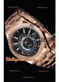 Rolex SkyDweller Swiss Timepiece in 18K Rose Gold Case - DIW Edition Black Dial 