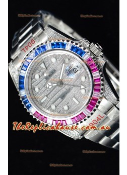 Rolex GMT Masters II Iced out Swiss Timepiece with 904L Steel Case