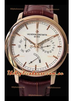 Vacheron Constantin Traditionnelle Day Date Pink Gold Swiss Replica Timepiece 