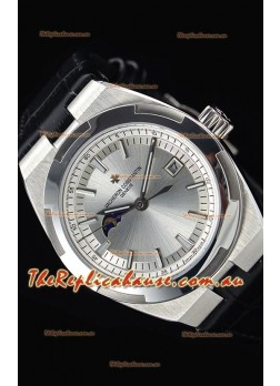 Vacheron Constantin Overseas MoonPhase Stainless Steel Swiss Timepiece in Black Strap