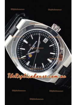 Vacheron Constantin Overseas MoonPhase Stainless Steel Swiss Timepiece in Black Dial