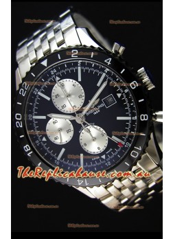 Breitling Chronoliner Steel-Black Steel Strap in Black Dial Swiss Replica Watch 