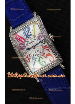 Franck Muller Long Island Color Dreams Ladies Swiss Replica Watch - Blue Strap