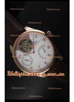 IWC Portugieser Tourbillon Rose Gold Watch in White Dial 