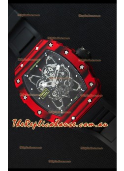 Richard Mille RM35-01 One Piece Red Forged Carbon Case Watch in Black Strap