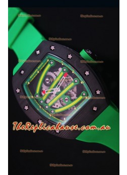Richard Mille RM059 Yohan Blake Forged Carbon Case Swiss Replica Timepiece in Green Bezel