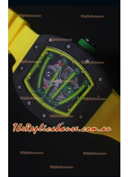 Richard Mille RM059 Yohan Blake Forged Carbon Case Swiss Replica Timepiece in Yellow Bezel