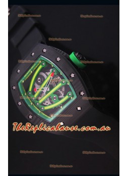 Richard Mille RM059 Yohan Blake Forged Carbon Case Swiss Replica Timepiece in Green Bezel