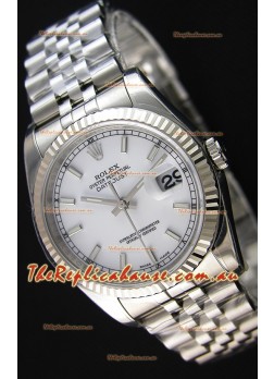 Rolex Datejust 36MM Cal.3135 Movement Swiss Replica White Dial Jubilee Strap - Ultimate 904L Steel Watch 
