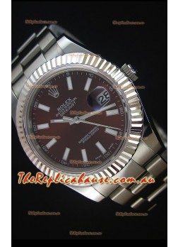 Rolex Datejust II 41MM with Cal.3136 Movement Swiss Replica Watch in Brown Dial Stick Markers 