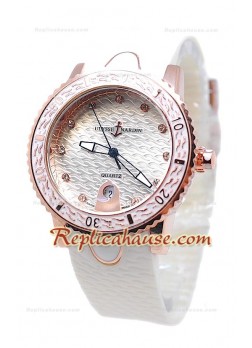 Ulysse Nardin Lady Diver Replica Watch in Pink Gold