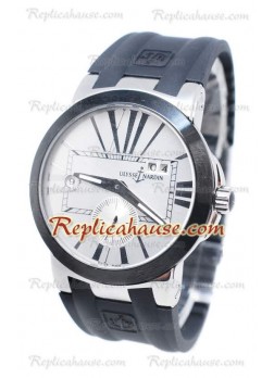 Ulysse Nardin Executive Dual Time White Dial Black Strap Wristwatch ULYS-20101307