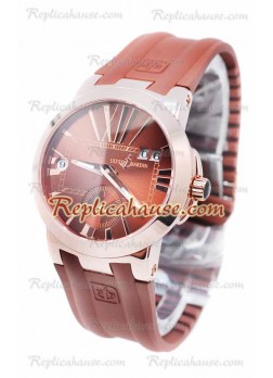 Ulysse Nardin Executive Dual Time Rose Gold Brown Wristwatch ULYS-20101309