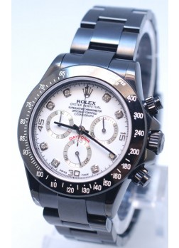 Rolex Daytona Cosmograph Project X Design Black Out Edition White Dial with Diamond Numerals