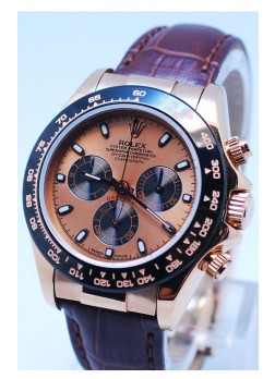 Rolex Daytona Chronograph MonoBloc Cerachrom Bezel Rose Gold Face in Rose Gold Casing and Brown Strap